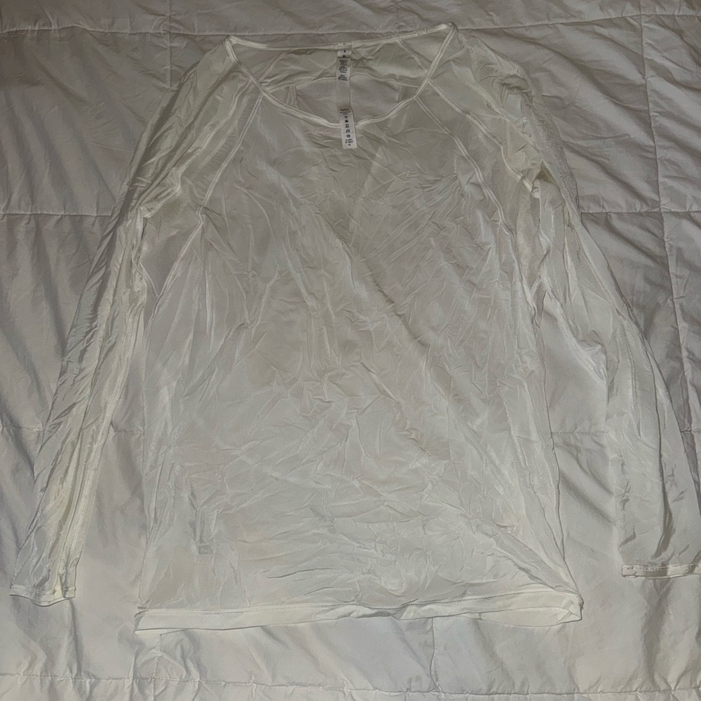 Sheer White See-through Long Sleeve Athletic Top